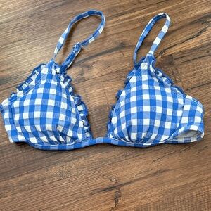 Blue and White Checkered Bikini Top
